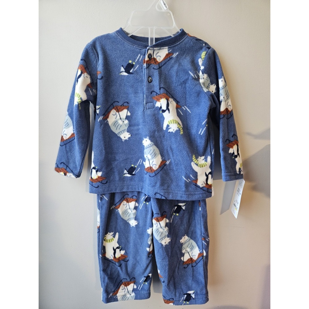 Just One You by Carter's Baby‎ Boy 2-Piece Fleece Pajama Set 12M – Blue Polar